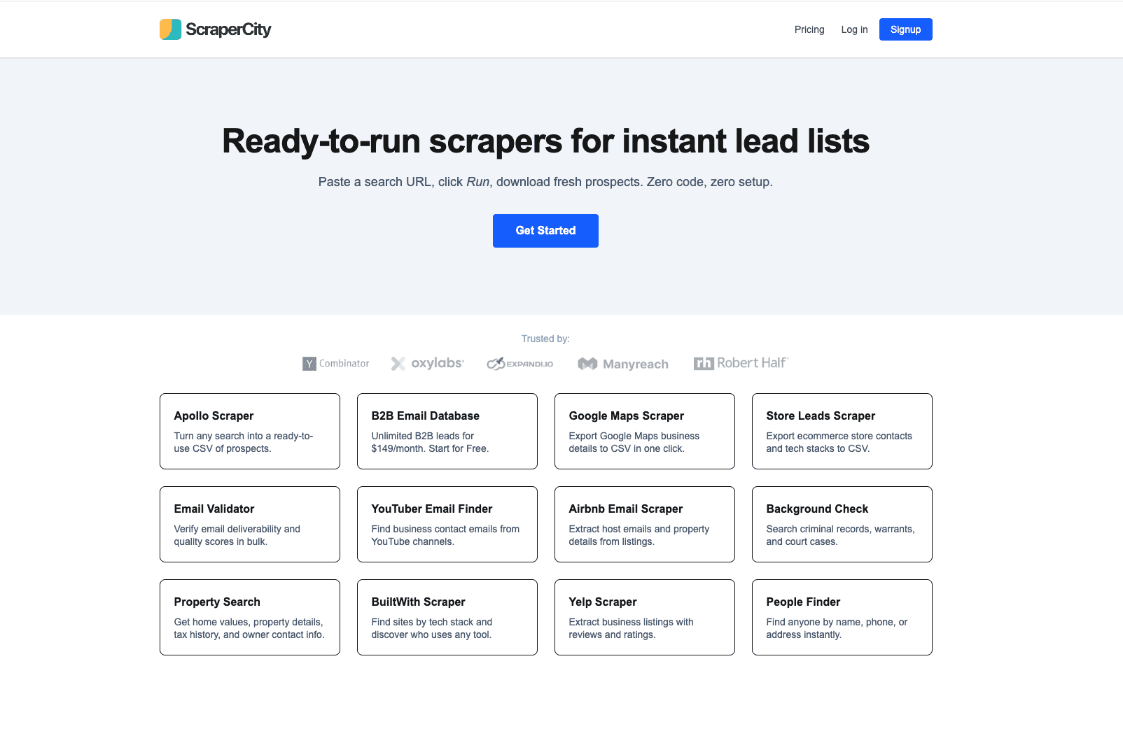 ScraperCity YouTube email scraper interface with CSV export