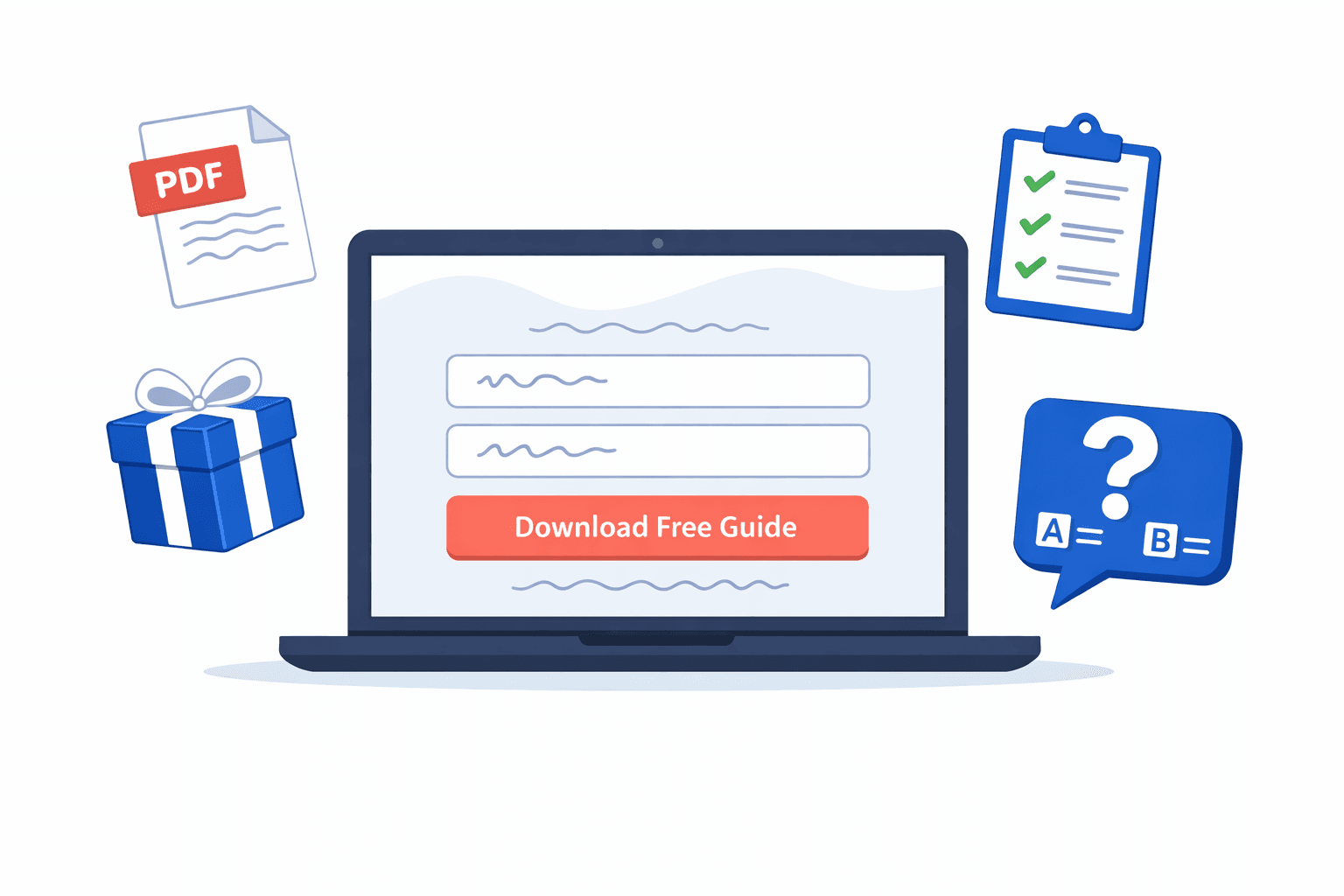 Lead magnet examples for email list building including guides, quizzes, templates, and mini courses
