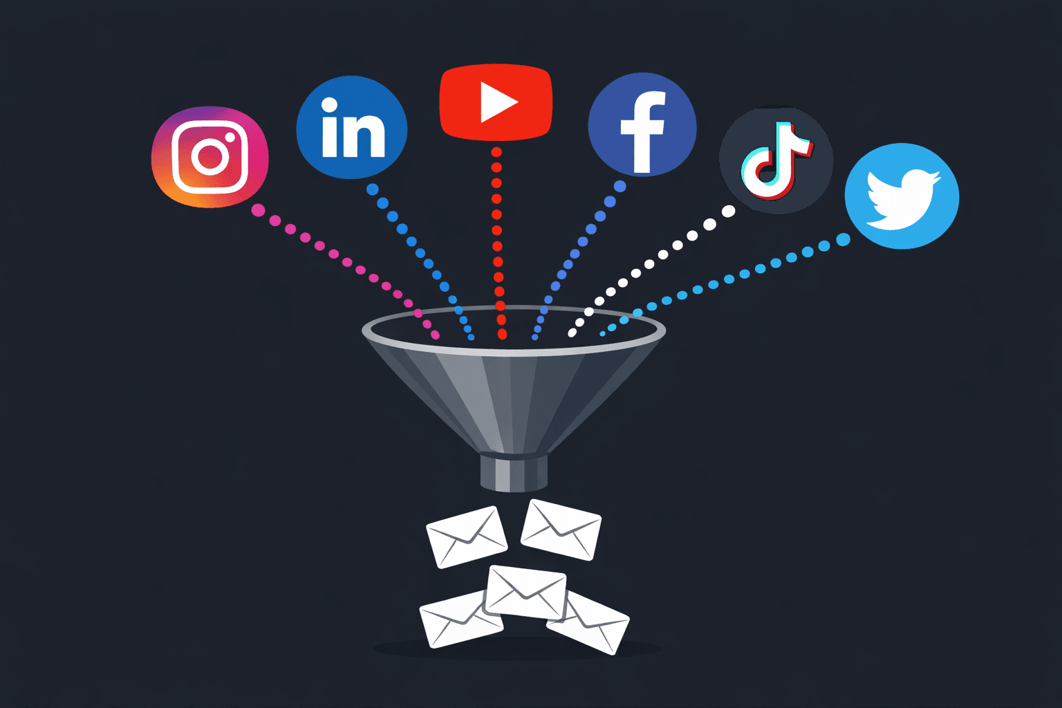 Collecting email addresses from social media platforms like Instagram, Facebook, LinkedIn, and Twitter
