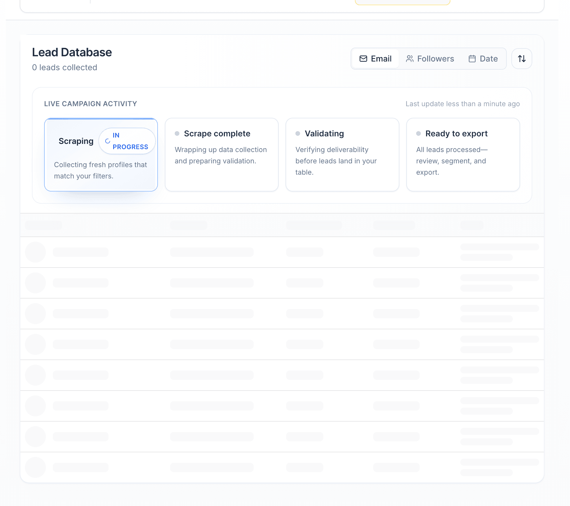 Scravio Facebook email scraper running — automated search across Facebook groups and pages