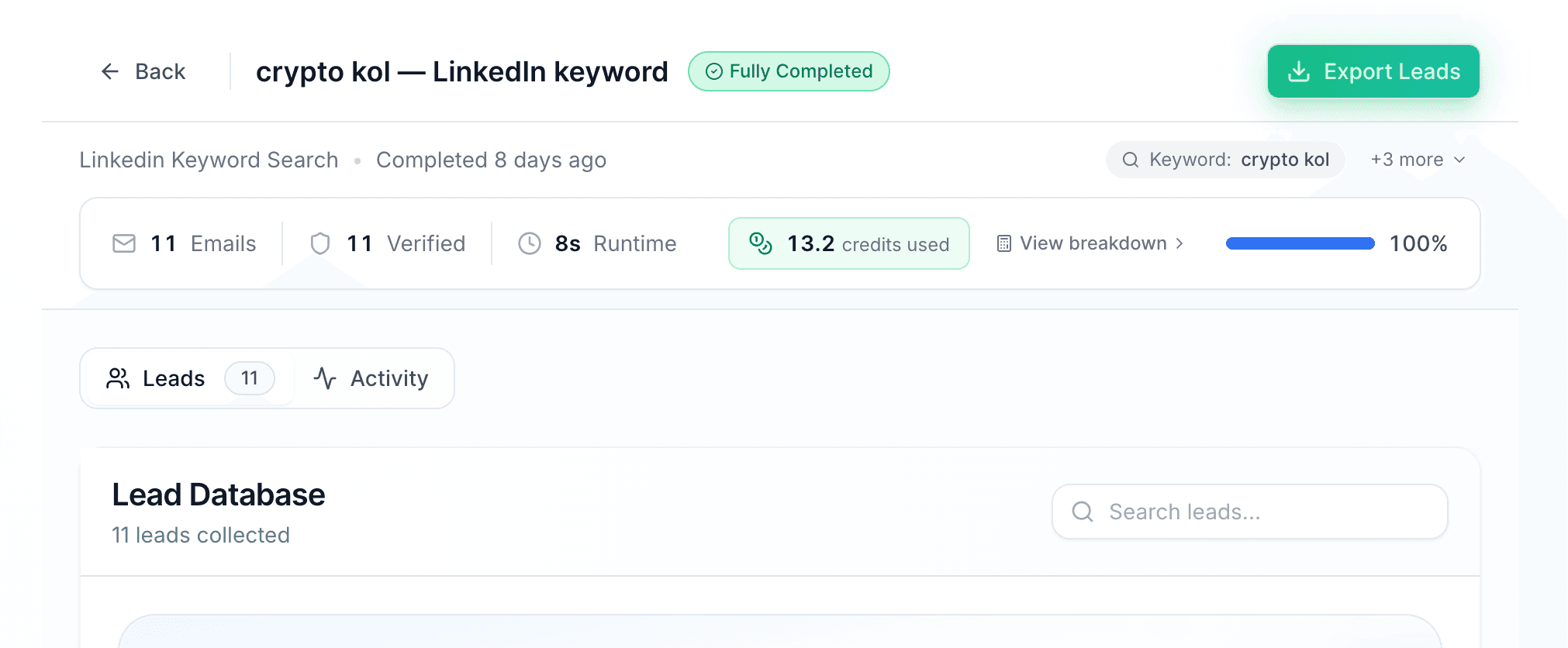 Step 2: Scravio finds matching LinkedIn profiles automatically