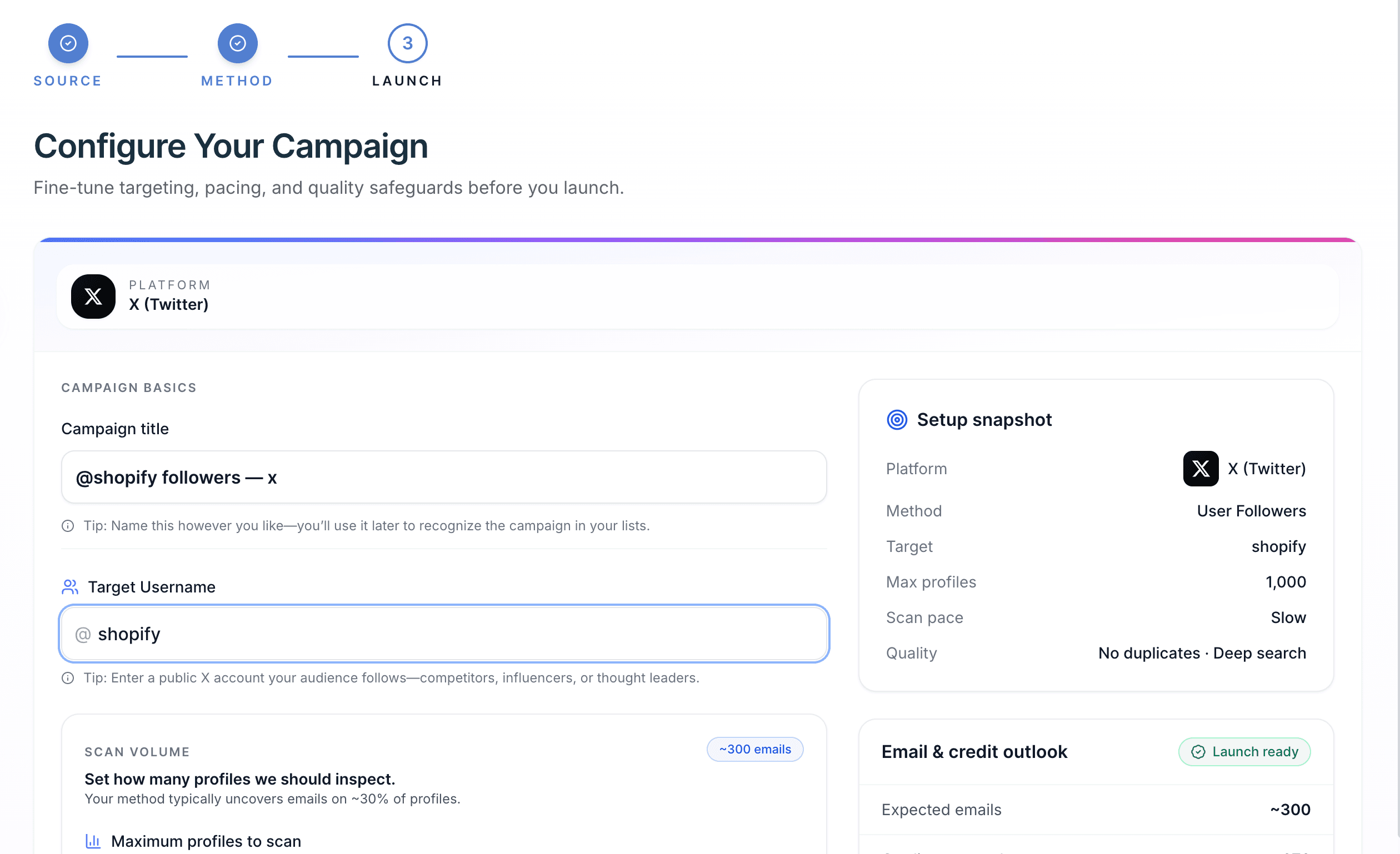 Scravio Twitter email scraper — enter usernames, tweet URLs or keywords