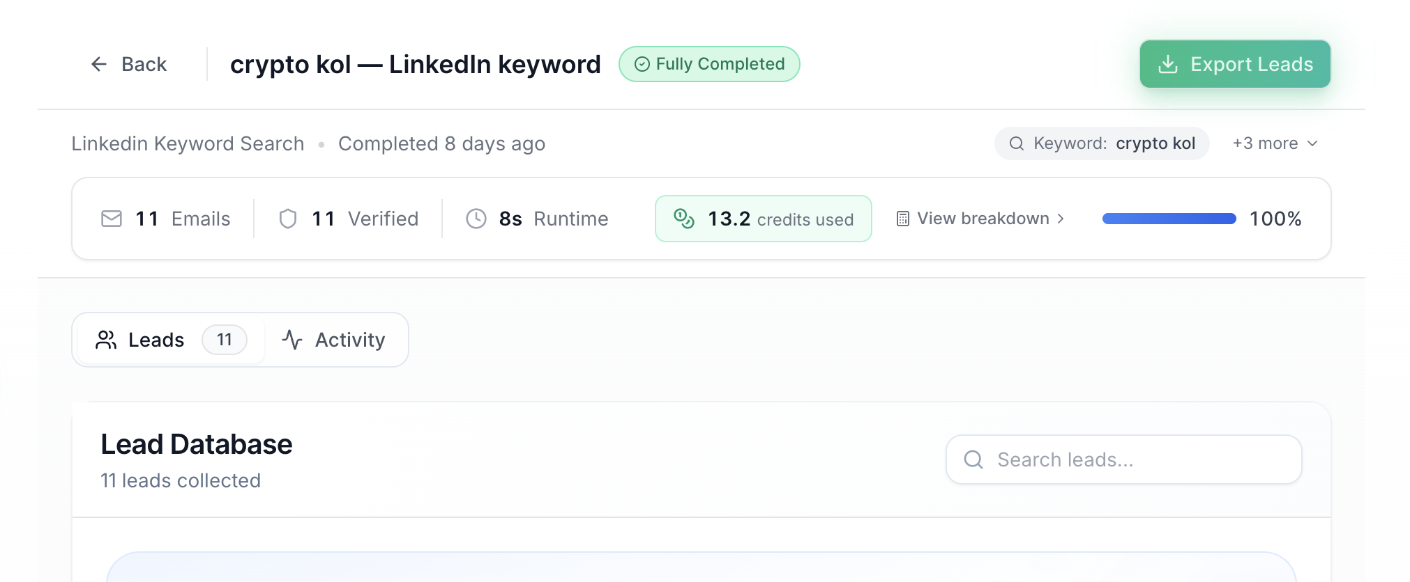 Step 2: Scravio finds matching LinkedIn profiles automatically