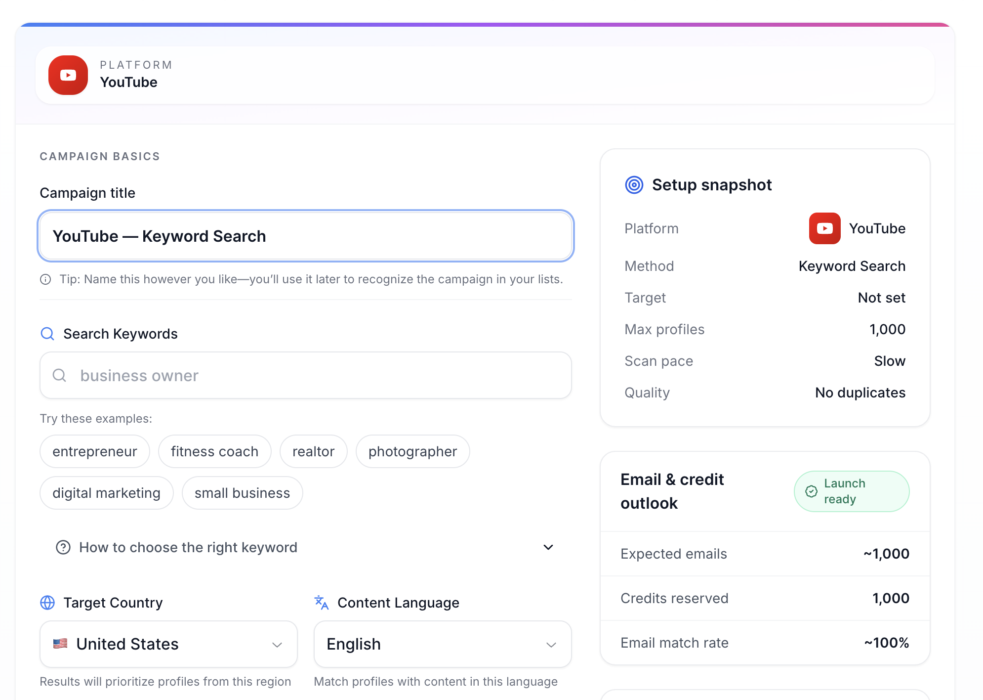 Step 1: Enter Your Niche Keyword